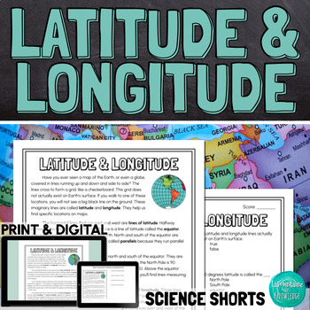 Preview of Latitude and Longitude Reading Comprehension Passage PRINT and DIGITAL