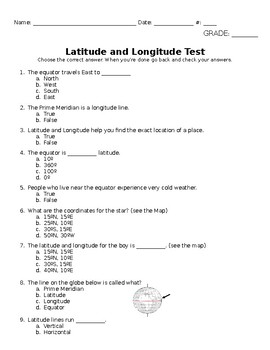 latitude and longitude test social studies grade 4 editable tpt