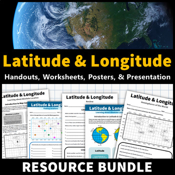 Preview of Latitude and Longitude Activities | Map Skills Worksheets Posters Presentation