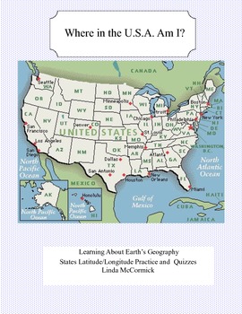 Preview of Latitude and Longitude Worksheets and Quizzes - U.S.A. Geography