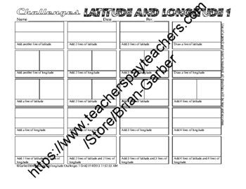 Preview of Latitude and Longitude challenges/inquiries 16 per page