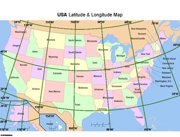 Us Map Of Latitude And Longitude Lines - Map of world