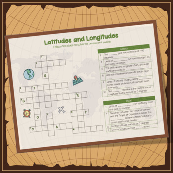 Preview of Latitudes and Longitudes Crossword Puzzle
