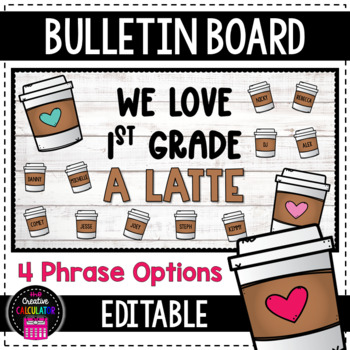 Preview of Latte Coffee Cups Bulletin Board Craft - [EDITABLE]