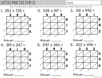 Lattice Method Task Cards by Cassie Dahl | Teachers Pay Teachers