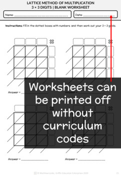 lattice method of multiplication blank worksheets tpt