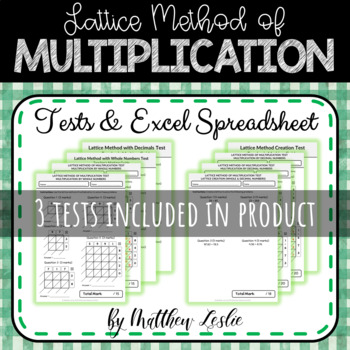 Preview of Lattice Method of Multiplication (Tests & Excel Spread Sheet)