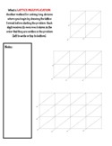 Lattice Multiplication Notes Sheet