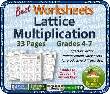 Preview of Lattice Multiplication Worksheets