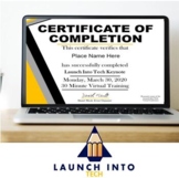 Launch Into Tech Training Certificates