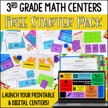 Preview of Launching Math Centers: FREE 3rd Grade Math Centers with Digital Math Activities