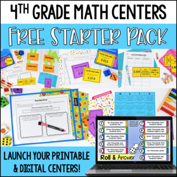 Preview of Launching Math Centers: FREE 4th Grade Math Centers with Digital Math Activities