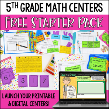 Preview of Launching Math Centers: FREE 5th Grade Math Centers with Digital Math Activities