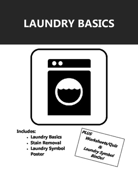 Preview of Laundry Basics - Handouts & Care Symbols Poster PLUS Worksheet & Laundry BINGO