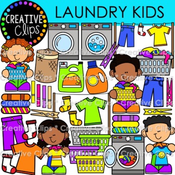 kid laundry basket clip art