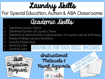 Preview of Laundry Skills for Autism, ABA or Special Education Classroom