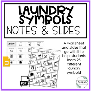 Preview of Laundry Symbols Notes | Optional Assessment | Family Consumer Sciences | FCS