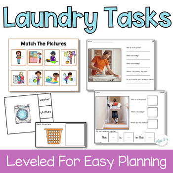 Preview of Laundry Tasks For Life Skills Instruction - Leveled and Hands On