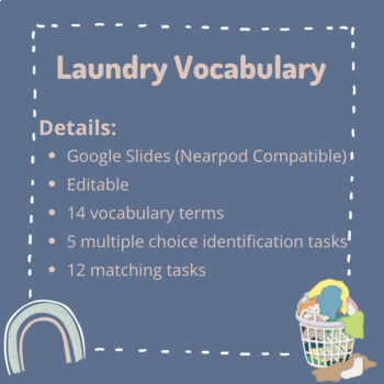 Preview of Laundry Vocabulary- Special Ed,Life Skills, Daily Living, POW (Google, Editable)