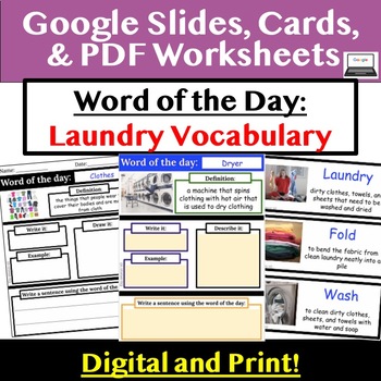 Preview of Laundry Vocabulary _ Word of the Day Set 6 _ Google Slides and PDF