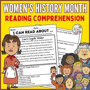 Preview of Laura Ingalls Wilder Reading Comprehension / Women's History Month Worksheets