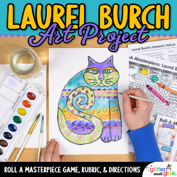 Preview of Women's History Month Laurel Burch Cats Folk Elementary Art Lesson & Sub Plans