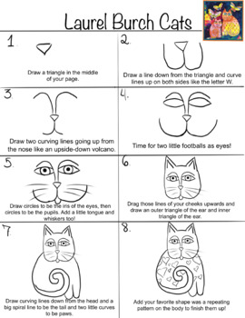 Preview of Laurel Burch Cats Step-by-step directions for kids