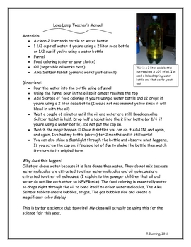 Lava Lamp Science Experiment Lab by Creative Teaching | TpT