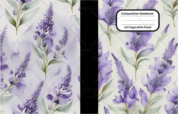 Preview of Lavender Flower Composition Notebook Cover For School,Home,Work, Clip Art
