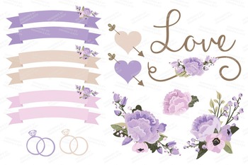 purple wedding flowers clip art