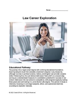 Preview of Law Career Exploration Worksheet!