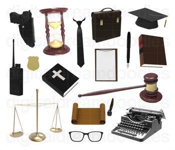 Preview of Law Clip Art - Lawyer Courtroom Digital Graphics