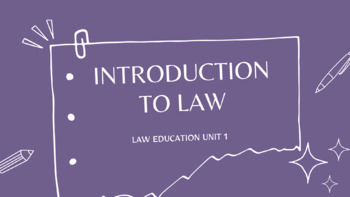 Preview of Law Education Street Law Unit 1 PPT Intro to Law