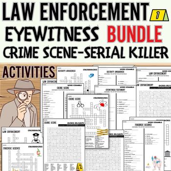 Preview of Law Enforcement,Crime Scene,Eyewitness,Vocabulary,Wordsearch & Crosswords BUNDLE
