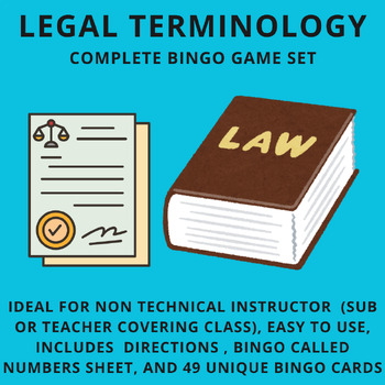 Preview of Law Lesson Plans - Legal Terminology BINGO Game - Law Lessons Research Activity