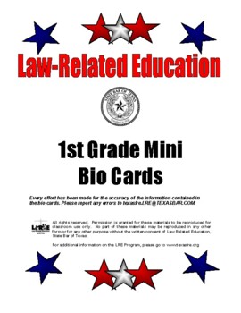 Preview of Law Related Education- 1st grade Bio Cards