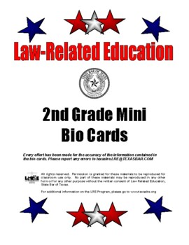 Preview of Law Related Education- 2nd grade Bio Cards