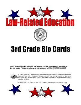 Preview of Law Related Education- 3rd grade Bio Cards