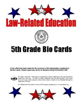 Preview of Law Related Education- 5th grade Bio Cards