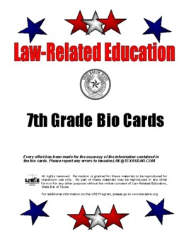 Preview of Law Related Education- 7th grade Bio Cards
