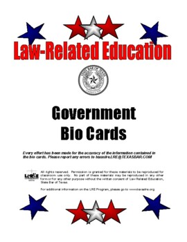 Preview of Law Related Education- Government Bio Cards