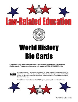 Preview of Law Related Education- World History Bio Cards