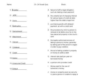 Preview of Law Studies Unit 4 Street Law Vocab Quizzes and Word Lists