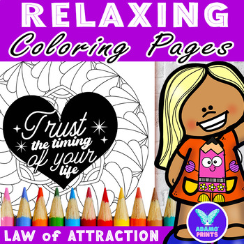Preview of Law of ATTRACTION Relaxing Coloring Pages Mindfulness Activities NO PREP