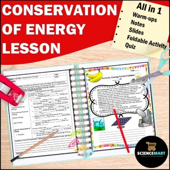 Preview of Law of Conservation of Energy Notes, Slides and Activity Guided Reading Lesson