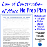 Law of Conservation of Mass Activity Pack Reading + Puzzle
