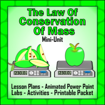 Preview of Law of Conservation of Mass Unit: 3 Lessons, Powerpoint, Labs & Printables