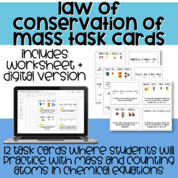 Preview of Law of Conservation of Mass Task Cards