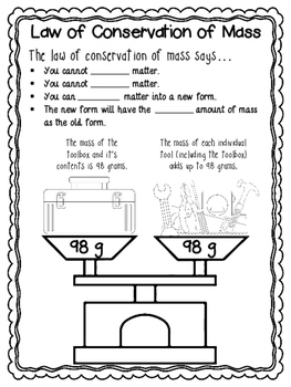 Law of Conservation of Mass Worksheets and Mini Investigation TPT