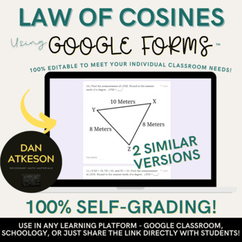 Preview of Law of Cosines Google Forms™ ｜2 FREE Similar Self-Grading Assessments